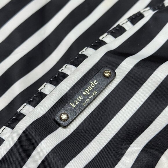 Kate Spade New York Bon Voyage Foldable Travel Duffle Bag β Black & White Stripe - Picture 6 of 17